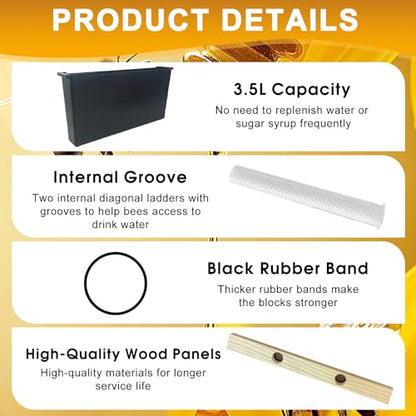 Bee Feeder 3.5L 2 Pack, Bee Feeders for Hives with Anti-Drowning Ladders, Easy Install Beehive Frame Feeder for Inside Hives and Syrup Feeding