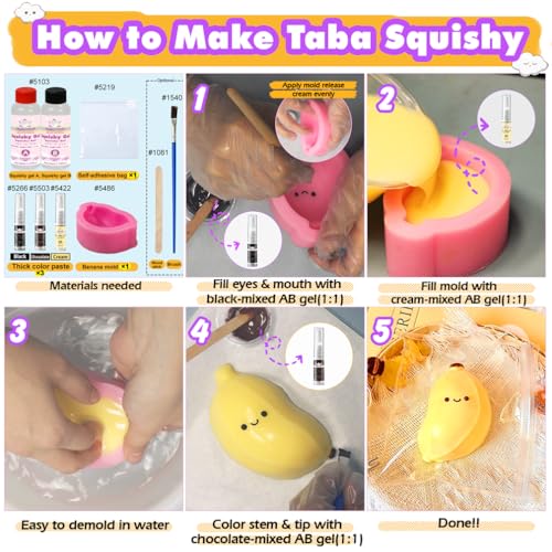 FUNSHOWCASE Fruit Squishy Craft Set Liquid Silicone Banana Silicone Mould Colour Paste - color: Banana
