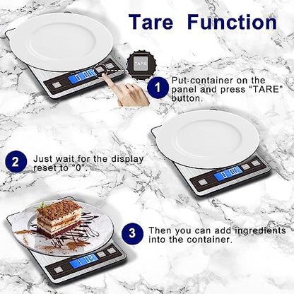 hito Food Scale 33lb Digital Kitchen Scale Rechargeable Waterproof Weight Grams and oz 1g/0.1oz Precise, for Weight Loss, Cooking and Baking, Ash Silver - color: Silver, size: 33lbs charging/ battery