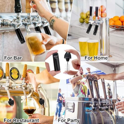 MRbrew Beer Faucet Cap & Plug Covers 15 Pack Beer Tap Cap Plug Brush, Draft Beer Faucet Rubber Soother Sanitary Covers, Cleaning Brush Cleaning Tap Kit for Kegerator Draft Beer Faucet (6+6+3)