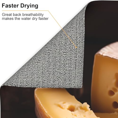 Kitchen countertop absorbent mat cheese printed drain mat for draining tableware