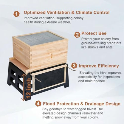 witbee 2 Pack Plastic Beehive Stand for 10 Frame Langstroth Hives, Beekeeping Hive Support Rest with Frame Holder Bee Keeper Hive Stand - size: 2 PACK