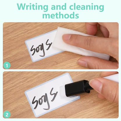 Dry Erase Sticker Labels Reusable Dry Erase Notes Storage Bins Labels Waterproof and Oil-Proof Removable Stickers for Food Containers Kitchen Classroom (60Pcs 1.2In ×3In 2In×2.4In)