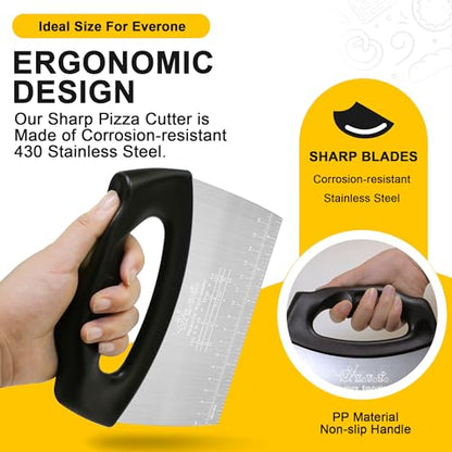 Bench Scraper Dough Cutter Salad Chopper with Cover and Large Stainless Steel Blade Vegetable Knife for Butter, Pizza, Cake, Onion