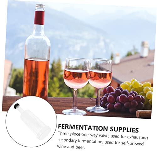 Three-piece One-way Brewing Stopper Reusable Silicone Stoppers for Wine Preservation and Fermentation Air Locks Black Silicone