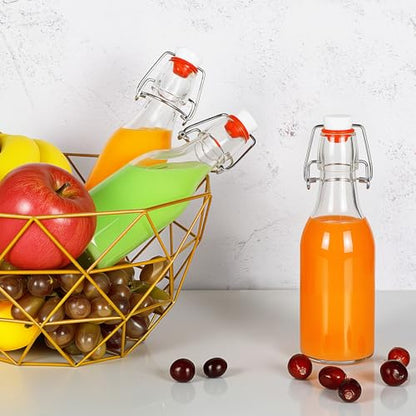 YEBODA 12 Pack Swing Top Glass Bottles 8oz Flip Top Glass Bottles for Home Brewing,2nd Fermentation,Kombucha,Kefir,Vanilla Extract,Juice,Tea,Beverages,Soda,Oil,Vinegar,Limoncello,Beer