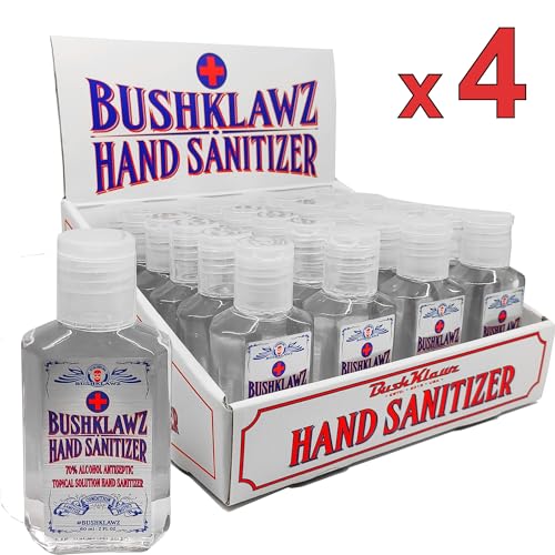 BushKlawz 2oz Hand Sanitizer Bulk Pack 96 Piece No Rinse 75% Alcohol Travel Size Individual (Bulk 96 Pack)