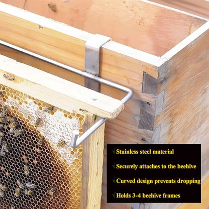 Bee Frame Holder: Bee Hive Stand, Stainless Steel Beekeeping Frame Shovel Holder with End Elbow Design, for Honey Harvesting and Inspection, Can Hold 3-4 Bee Frames