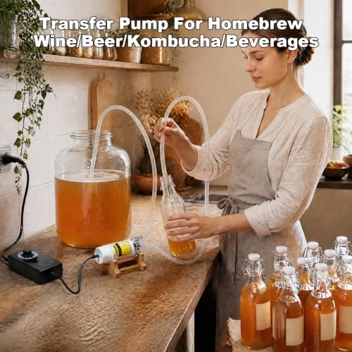 Food Grade Self-Priming Electric Water Transfer Pump,0-2L/min,Adjustable Speed,100–240V AC,Low Noise,for Homebrew (Wine/Beer/Kombucha/Beverages),Coffee Machines & Ice Makers - color: White-with Speed Adjustable