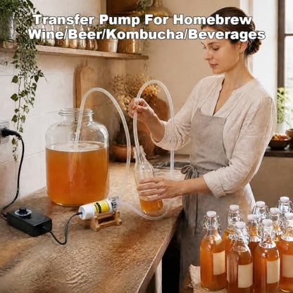 Food Grade Self-Priming Electric Water Transfer Pump,0-2L/min,Adjustable Speed,100–240V AC,Low Noise,for Homebrew (Wine/Beer/Kombucha/Beverages),Coffee Machines & Ice Makers - color: White-with Speed Adjustable