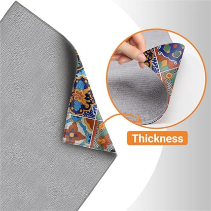 Talavera Mexican Tiles Dish Drying Mat For Kitchen Counter, Super Absorbent Microfiber Dish Drying Pad, Kitchen Gadgets For Easy Clean Multi-Use Large 18"x24" - color: Talavera Mexican Tiles