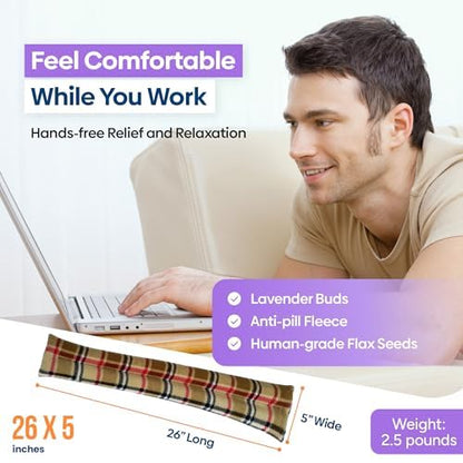 SunnyBay Microwave Heating Pad, Microwavable Heated Neck and Shoulder Wrap, Soothing Weighted Moist Heat or Ice Pack with Flaxseed and Lavender, 26x5 Inches, 2.5 lbs, Made in USA, London - color: Lavender - London