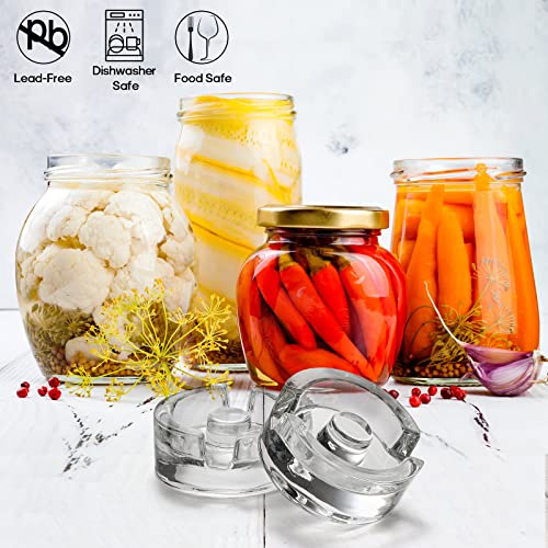 9 Pack Fermentation Weight with Easy Grip Handle, Glass Fermentation Kit, Fermentation Lids for Wide Mouth Mason Jars, Pickle