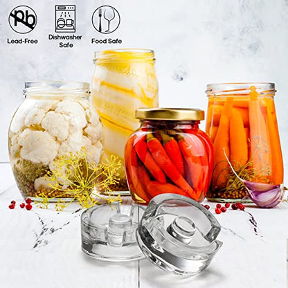 9 Pack Fermentation Weight with Easy Grip Handle, Glass Fermentation Kit, Fermentation Lids for Wide Mouth Mason Jars, Pickle