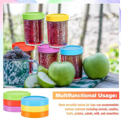 Teenyyou 6 Pcs Silicone Wide Mouth Lids Mason Jar Lids Thickened Leak Proof Lid for 86 mm All Wide Mouth Mason Jars, Reusable Large Canning Jar Caps Housewarming Gift (Classic) - color: Classic, size: 86 mm