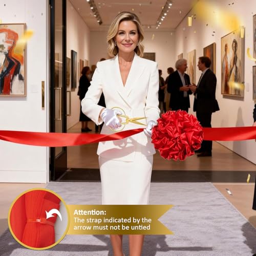 Grand Opening Ribbon-Cutting Ceremony Kit – Includes Gold Scissors, Flower Ball, Red Ribbon & White Gloves,Suitable for all ribbon-cutting and inauguration ceremonies (Glossy Finish Handle) - style: Glossy Finish Handle