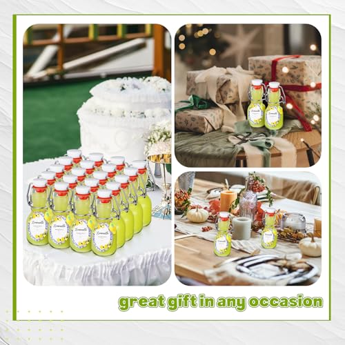 20 Sets Mini Limoncello Bottles Small Swing Top Glass Bottles Tiny Jar for Table Centerpieces Beverages Homemade Christmas Baby Shower Wedding Party Favors for Guests(2oz,Round Lemon) - size: 2oz, style: Round Lemon