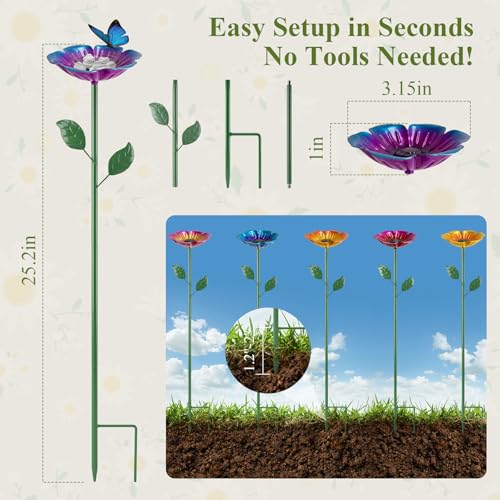 MYMULIKE Bee Watering Station for Garden, 4 Pack Bee Bath Cups for Garden Decor, Butterfly Feeder to Attract Pollinators as Watering Station
