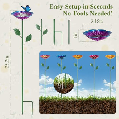 MYMULIKE Bee Watering Station for Garden, 4 Pack Bee Bath Cups for Garden Decor, Butterfly Feeder to Attract Pollinators as Watering Station