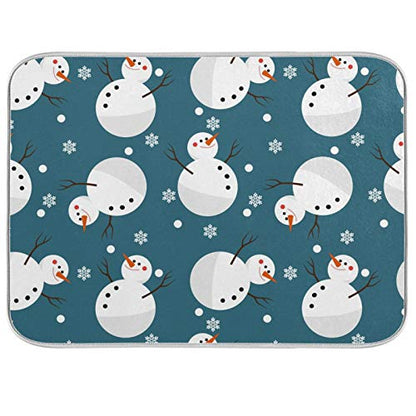 Super Absorbent Dish Drying Mat, Microfiber 23 Fast-Drying Dish Mat, 24" x 18", Kitchen Dish Drying Pad, Snowman Snowflake Cute Christmas Holidays… - color: Snowman Snowflake Cute Christmas Holidays, size: 18" x 24"