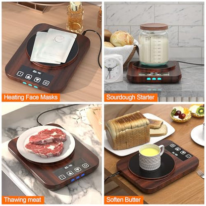 Sourdough Starter Warmer Mat - 24H Timer - Precise 1°F Thermostat Control (70-110°F) - Smart Memory Warming On/Off - Warming Heating Pad for Sour Dough Starter (Wood Grain) - color: Wood Grain