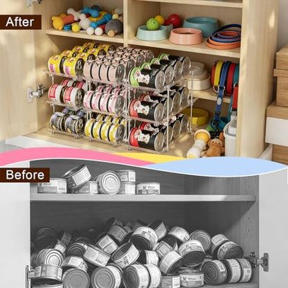 Can Organizer for Pantry, Modular 2-Tier Adjustable Canned Cat Food Organizer for Soup Cans, Dog Food Cans & Beverage Cans, Clear Can Rack for Pantry and Fridge - size: 2 Tiers-6 Pcs
