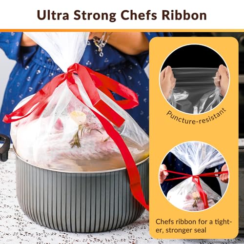 10 Pack Turkey Brine Bag, 5 Gallon Brine Bucket Liner Bag with Chefs Ribbon for Marinating and Brining, 19.6'' x 27.5'' Leak Proof Extra Heavy Duty Brining Bags for Turkey, BUCKET NOT INCLUDED