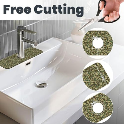 Camouflage Green Brown Camo Faucet Mat For Kitchen Sink, Absorbent Countertop Protector, Quick Dry Sink Splash Guard Pad, Waterproof Draining Mat 15" X 5.5" - color: Style 1
