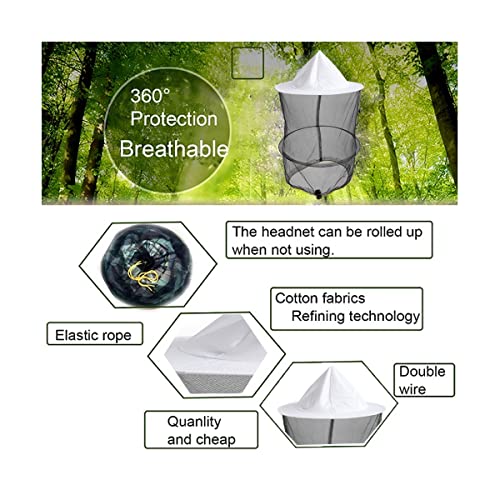 2 Pack Beekeeper Net Hat Beekeeping Veil Mosquito Bug Face Shield Netting Head Hats Mesh Sarifi Gnats Cap Garden Fishing - color: White