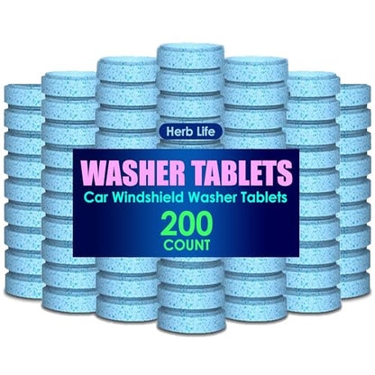 200 PCS-Car Windshield Washer Tablets, Glass Cleaner, Concentrated Effervescent Tablets, Solid Windshield Effervescent Wiper Tablet for Car Window Glass Cleaning (M)
