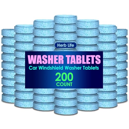200 PCS-Car Windshield Washer Tablets, Glass Cleaner, Concentrated Effervescent Tablets, Solid Windshield Effervescent Wiper Tablet for Car Window Glass Cleaning (M)
