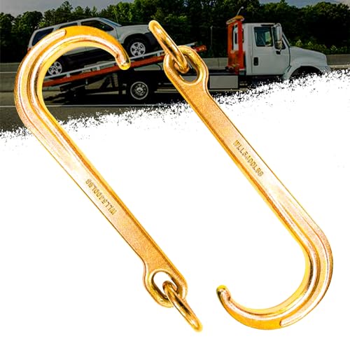 YATOINTO Pair of 15" J Hooks for Towing - G70 Steel with Chain Links, 5400 lb Capacity - Heavy Duty Tow Hook Fits Tractors, Trailers, Trucks
