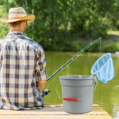 6-Pack 14 Quart Plastic Pail with Handle, Heavy Duty Cleaning Bucket, Grey