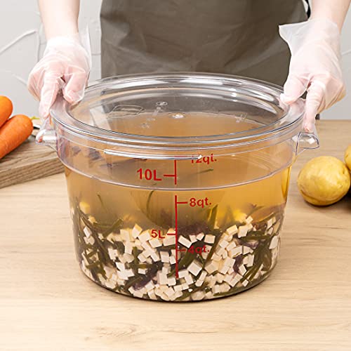 Restaurantware Met Lux 12 Quart Food Storage Container, 1 Round Commercial Storage Container - Lid Sold Separately, With Volume Markers, Clear Plastic Food Prep Bucket, Space-Saving Storage - size: 12 qt, style: 1 Count