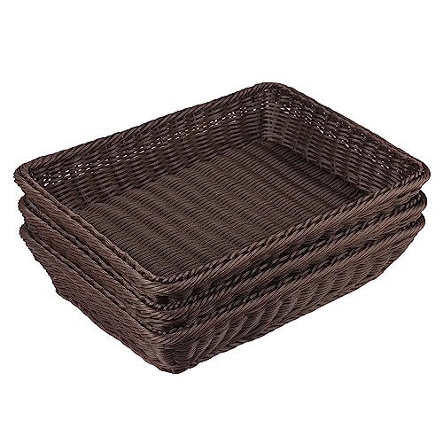 3 PCS 16 Inch Wicker Bread Basket, Woven Serving Basket, Tabletop Food Serving Basket for Restaurant, Bakery, Family Party, Hotel Serving, Fruits, Vegetables and Snacks, coffee, by GNIEMCKIN - size: 3 PCS 16 Inch coffee