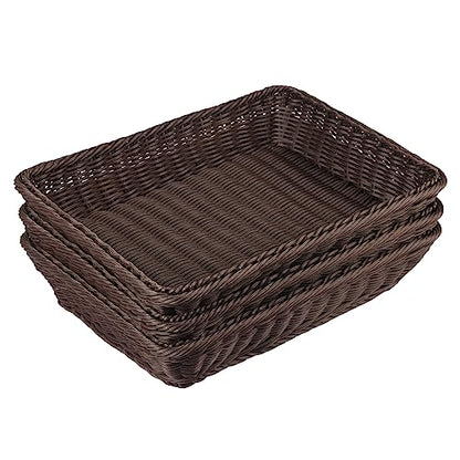 3 PCS 16 Inch Wicker Bread Basket, Woven Serving Basket, Tabletop Food Serving Basket for Restaurant, Bakery, Family Party, Hotel Serving, Fruits, Vegetables and Snacks, coffee, by GNIEMCKIN - size: 3 PCS 16 Inch coffee