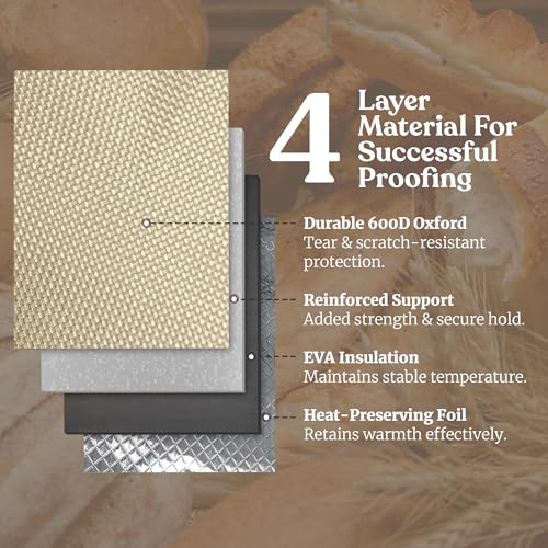 Bread Proofing Box – Bread Proofer, Dough Fermentation Box with Carry Bag, Sourdough Starter Warmer, Foldable & Zippered, Temp & Timer Controller, Ideal for Pizza, Yogurt, Kombucha – For Home Bakers