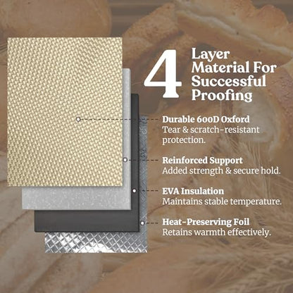 Bread Proofing Box – Bread Proofer, Dough Fermentation Box with Carry Bag, Sourdough Starter Warmer, Foldable & Zippered, Temp & Timer Controller, Ideal for Pizza, Yogurt, Kombucha – For Home Bakers