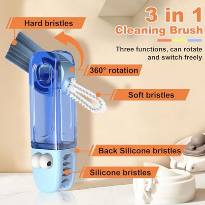 3 in 1 Cup Lid Cleaning Brush Set 6 Pcs, Gap Cleaner Brushs - Home Kitchen Multifunctional Bottle Cleaning Brush Set, Portable Travel Bottle Lid Cleaner Tools - color: Blue Green Orange(6 Pcs)