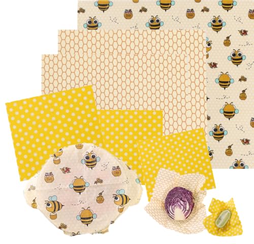 Reusable Beeswax Food Wraps - 6 Pack (3S,2M,1L) Bread Sandwich Wrapper Bowl Covers Food Storage | Organic, Zero Waste, Plastic and Silicone Free, Alternative to Aluminum Foil & Plastic Wrap - color: 6 Pack - Golden Meadow
