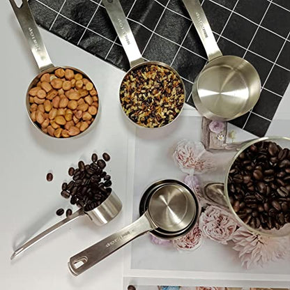 Measuring Cups Set, 18/8 Stainless Steel Measuring Cups for Dry & Liquid, Metal Measure Cups With Bonus Magnetic Conversion Chart for Kitchen & Baking - size: A: 8cups