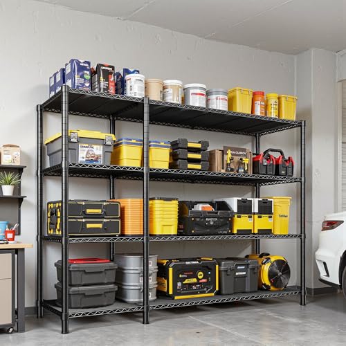Romorgniz Storage Shelves, 1120 Load Heavy-Duty & L-Shaped, for Kitchen | 4 Tier shelf 52.4" W,Waterproof & rust-resistant,flexible L/H shaped,Tool-free Assembly, Adjustable shelves,Pantry shelf - size: 13.78"D x 52.36"W x 59"H
