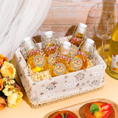 FoldTier 48 Pcs Mini Flip Top Glass Bottle Flip Top for Homemade Vanilla Limoncello Extract Bottles with Caps Stickers for Holiday DIY Crafts Wedding Baby Shower Favors(2 oz) - size: 2 oz