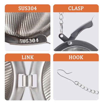 304 Stainless Steel Tea Strainers for Loose Tea Infuser Ball, Extra-Fine Mesh Tea Ball, Tea Holder Loose Leaf Tea Steeper, Tea Diffuser for Rooibos, Black Tea, Herbal & Spices (Small x 2) - size: Small - 2 Pack