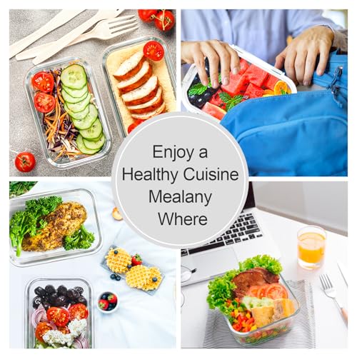 VERONES 10Pack Glass Meal Prep Containers, Airtight Glass Lunch Containers,Stackable Food Storage Containers Set with Lids,Exclusive of BPA, for Microwave,Oven, Freezer&Dishwasher Friendly,White - color: White