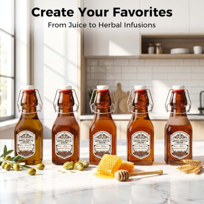 Ruckae Amber Square Swing Top Glass Bottles with Lids Kombucha Flip Top Glass Bottle for Coquito Syrup Vanilla Extract Brew Beer Kefir Air Tight Bottles for Gift (4oz 24pack) - size: 4oz 24pack
