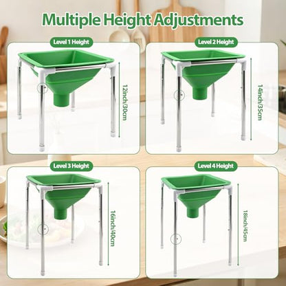 Extra Large Silicone Funnel Compatible with Harvest Right Freeze Dryer, 4-Level Height Adjustable & Collapsible, Wide Mouth Design Fits All Dryer Tray Sizes, Convenient for Mason Jars and Mylar Bags - color: Green