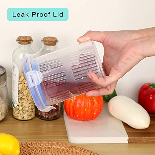 JUXYES Plastic Pickle Jar with Strainer Flip, Transparent Pickle Storage Container with Strainer Insert, Pickle Jar Juice Separator Dry Wet Separation, Pickle And Olive Container with Lock