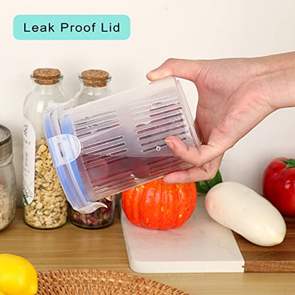JUXYES Plastic Pickle Jar with Strainer Flip, Transparent Pickle Storage Container with Strainer Insert, Pickle Jar Juice Separator Dry Wet Separation, Pickle And Olive Container with Lock