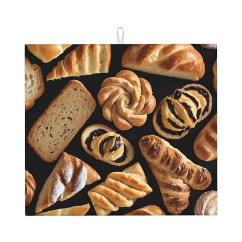 (Cheese Sandwiches) Dish Drying Mat 18 x 16 in, Dish Drying Mats for Kitchen Counter, Bar Mat, Coffee Bar Accessories, Kitchen Decor and Accessories, Housewarming Gift